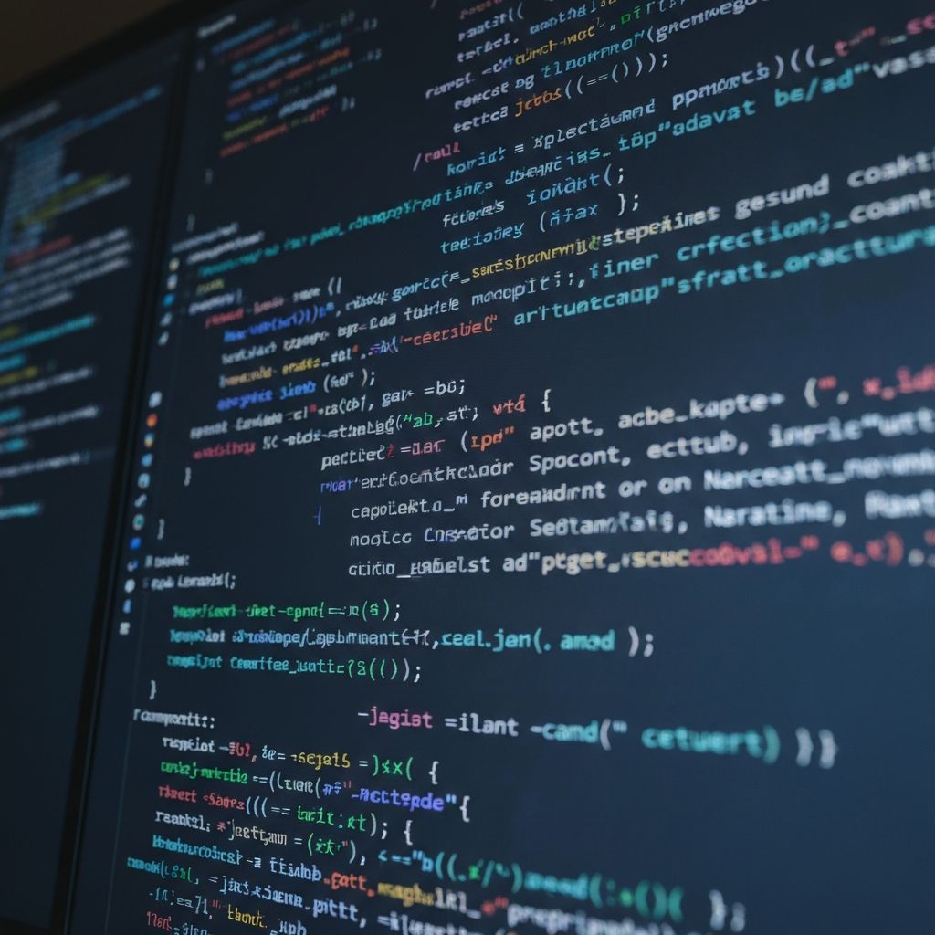 Ekran z kodem programistycznym - rozwój oprogramowania